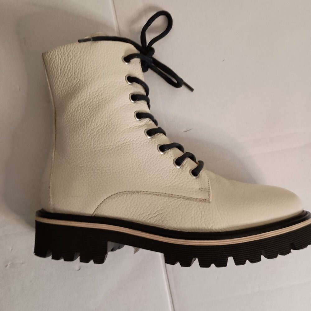 M Gemi Benedetta Leather Combat Boots Sand Beige Women’s Size 6.5 Like New - Picture 9 of 16